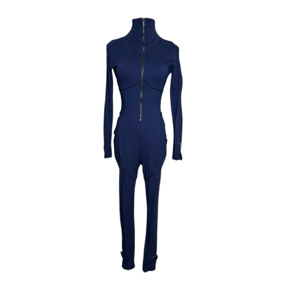 BBXBRAND blue skin piped long sleeves fitted catsuit size Small - Picture 12 of 15